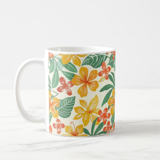 Vibrant Tropical Blommönster Kaffemugg (Vänster)