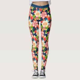 Vibrant Tropical Blommönster Leggings