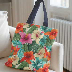 Vibrant Tropical Blommönster Tygkasse