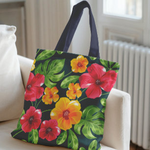 Vibrant Tropical Blommönster Tygkasse