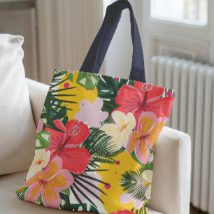 Vibrant Tropical Blommönster Tygkasse