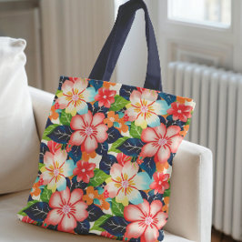Vibrant Tropical Blommönster Tygkasse