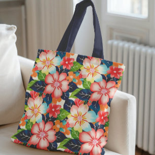Vibrant Tropical Blommönster Tygkasse