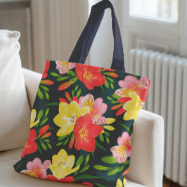 Vibrant Tropical Blommönster Tygkasse