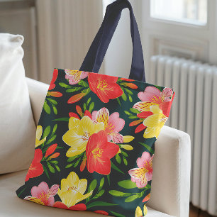 Vibrant Tropical Blommönster Tygkasse