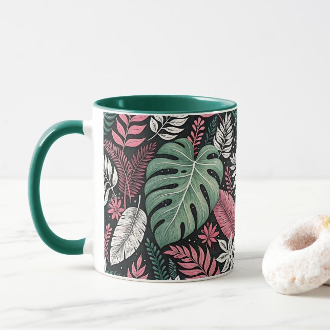 Vibrant tropical botanical mugg (Med munk)