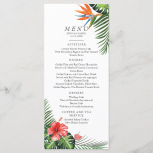 Vibrant Tropical Bröllop Menu Meny