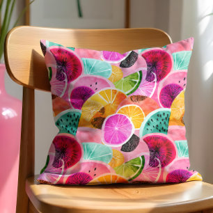 Vibrant Tropical Citrus Slice Mönster Kudde