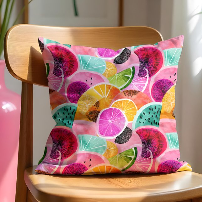Vibrant Tropical Citrus Slice Mönster Kudde (Dive into summer vibes with this energetic citrus Tropical Citrus Slice.)
