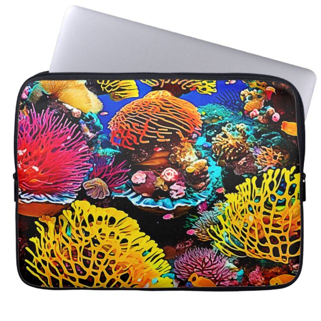 Vibrant Tropical Coral Garden Design Laptop Fodral (Framsidan)