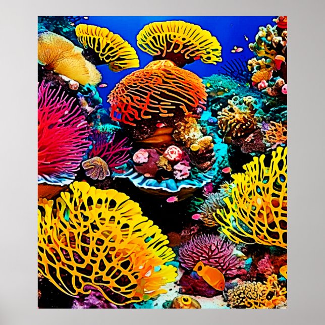 Vibrant Tropical Coral Garden Design Poster (Framsidan)