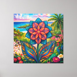 Vibrant Tropical Fantasy Flower i Paradise Canvastryck