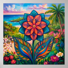 Vibrant Tropical Fantasy Flower i Paradise Poster