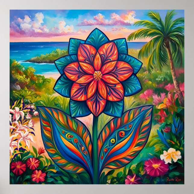 Vibrant Tropical Fantasy Flower i Paradise Poster (Framsidan)