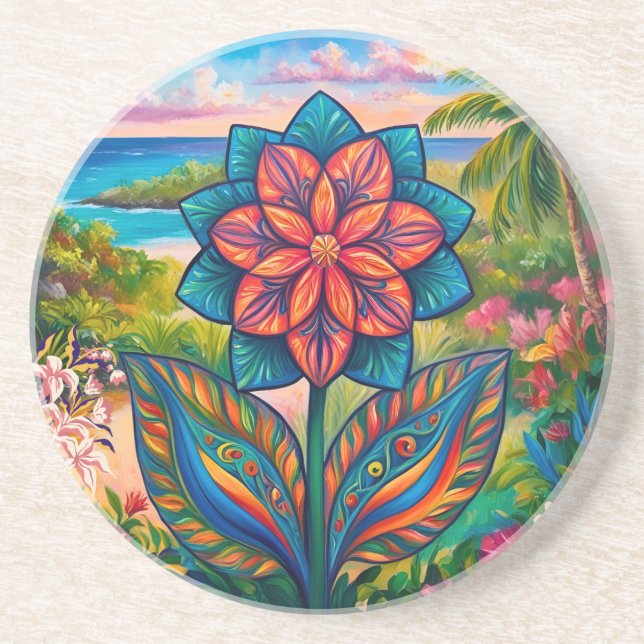 Vibrant Tropical Fantasy Flower i Paradise Underlägg (Framsidan)