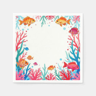 Vibrant Tropical Fish Coral Ocean | Färgämne Pappersservett