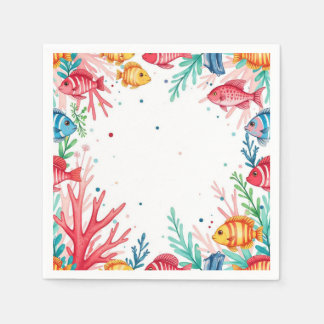 Vibrant Tropical Fish Coral Ocean | Färgämne Pappersservett