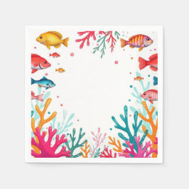 Vibrant Tropical Fish Coral Ocean | Färgämne Pappersservett