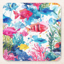 Vibrant Tropical Fish Watercolor Sea Life Mönster