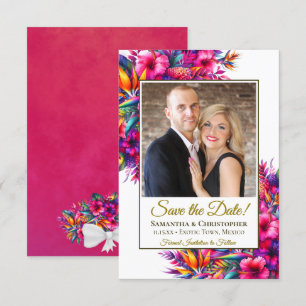 Vibrant Tropical Garden Flowers & Photo Bröllop Spara Datumet