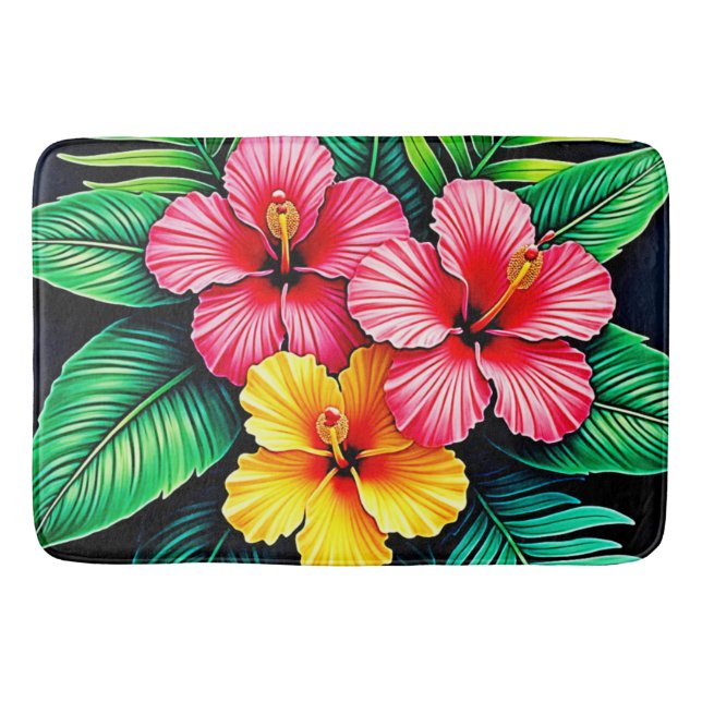 Vibrant Tropical Hibiscus Art Badrumsmatta (Framsidan)
