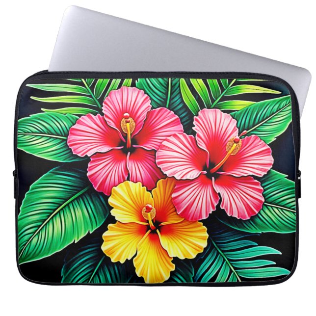 Vibrant Tropical Hibiscus Art Laptop Fodral (Framsidan)