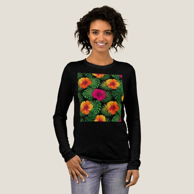 Vibrant Tropical Hibiscus Flower All-Over Print Sh T Shirt (Hel framsida)