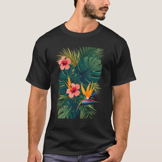 Vibrant Tropical Jungle All-over Print Mönster med T Shirt (Framsida)