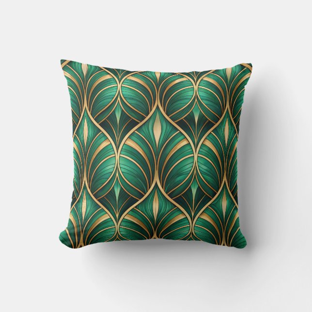 vibrant tropical leaves and orange flowers kudde (Framsida)