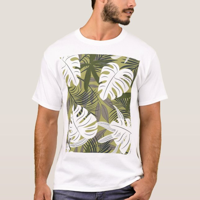 Vibrant Tropical Löv Mönster T Shirt (Framsida)