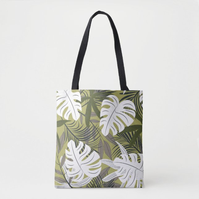 Vibrant Tropical Löv Mönster Tygkasse (Framsida)