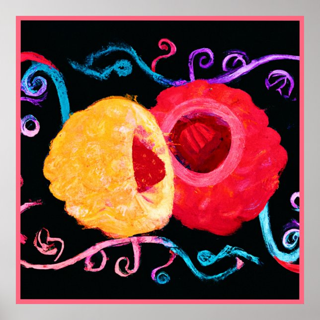 Vibrant Tropical Neon Fruit Design Poster (Framsidan)