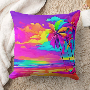 Vibrant Tropical Shore Art Kudde