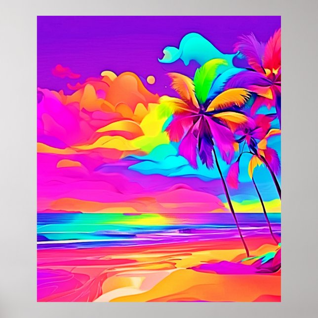 Vibrant Tropical Shore Art Poster (Framsidan)