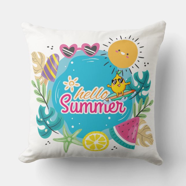 Vibrant Tropical Summer Beach Kudde (Framsida)