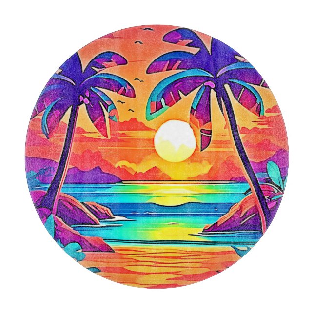Vibrant Tropical Sunset Art (Framsidan)