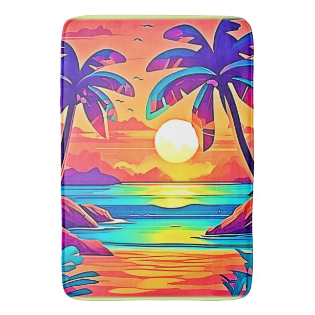 Vibrant Tropical Sunset Art Badrumsmatta (Framsidan (Vertikal))