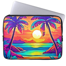 Vibrant Tropical Sunset Art Laptop Fodral
