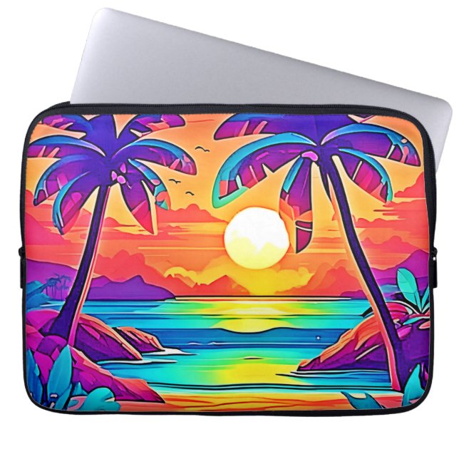 Vibrant Tropical Sunset Art Laptop Fodral (Framsidan)