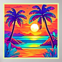 Vibrant Tropical Sunset Art