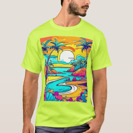 Vibrant Tropical Sunset Beach T Shirt