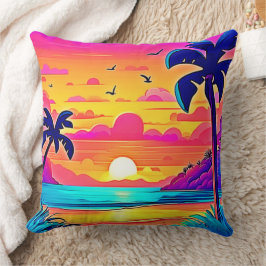 Vibrant Tropical Sunset Kudde