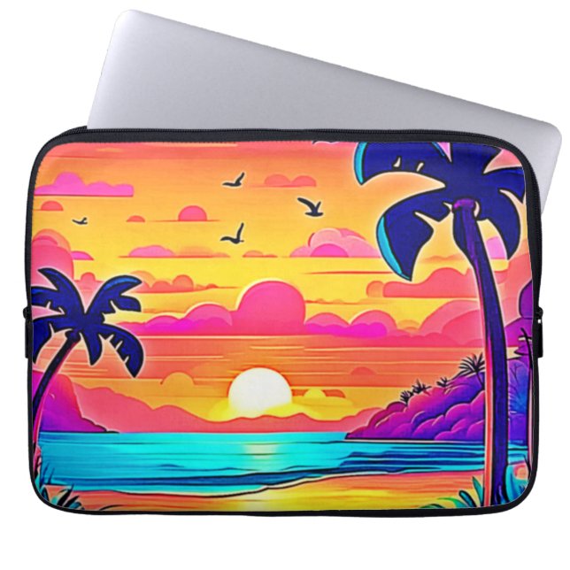 Vibrant Tropical Sunset Laptop Fodral (Framsidan)