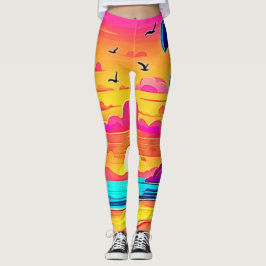 Vibrant Tropical Sunset Leggings
