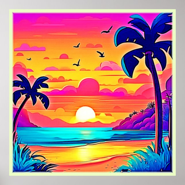 Vibrant Tropical Sunset Poster (Framsidan)
