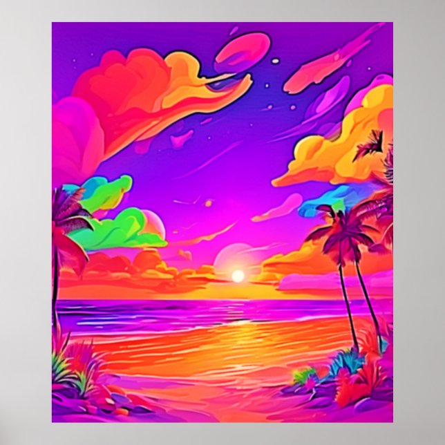 Vibrant Tropical Sunset Poster (Framsidan)