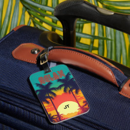 Vibrant Tropical Sunset Retro 80-tal Stil Bagagebricka