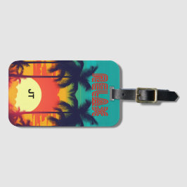 Vibrant Tropical Sunset Retro 80-tal Stil Bagagebricka