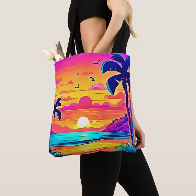 Vibrant Tropical Sunset Tygkasse (Närbild)