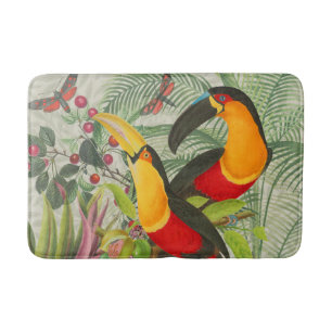 Vibrant Tropical Toucan Birds Art Exotic Jungle Badrumsmatta